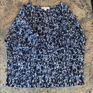 Michael Kors blouse deep blue and white pattern